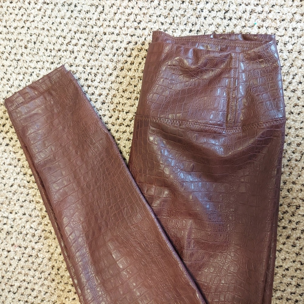 7‎ For All Mankind Womens Croc Embossed Faux Vegan Leather Leggings M Maximal